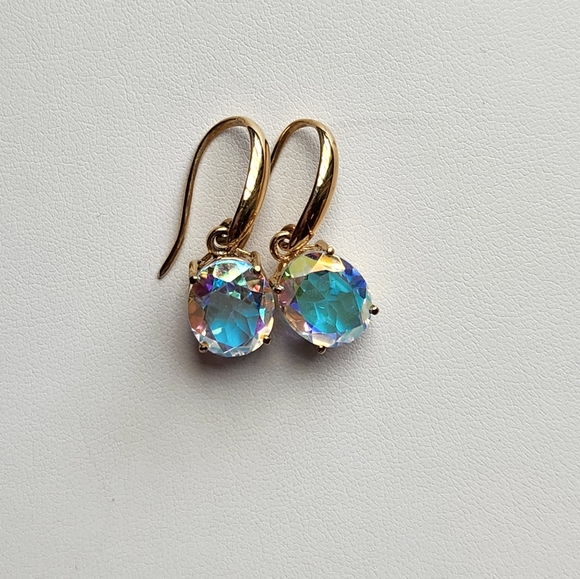 Simulated Aurora Borealis Dangle Earrings - Picture 1 of 7